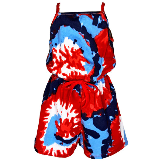 AnnLoren Tie Dye Girls 4th of July Jumpsuit Holiday Romper
