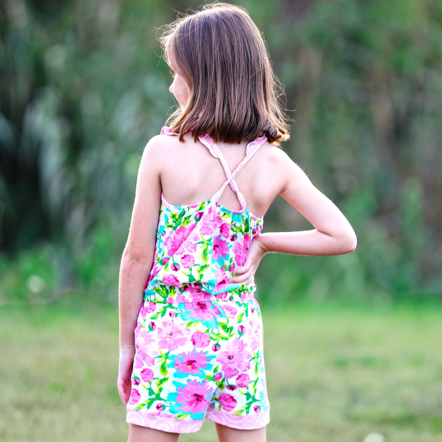AnnLoren Floral Girls Jumpsuit Easter Romper Clothing Shorts
