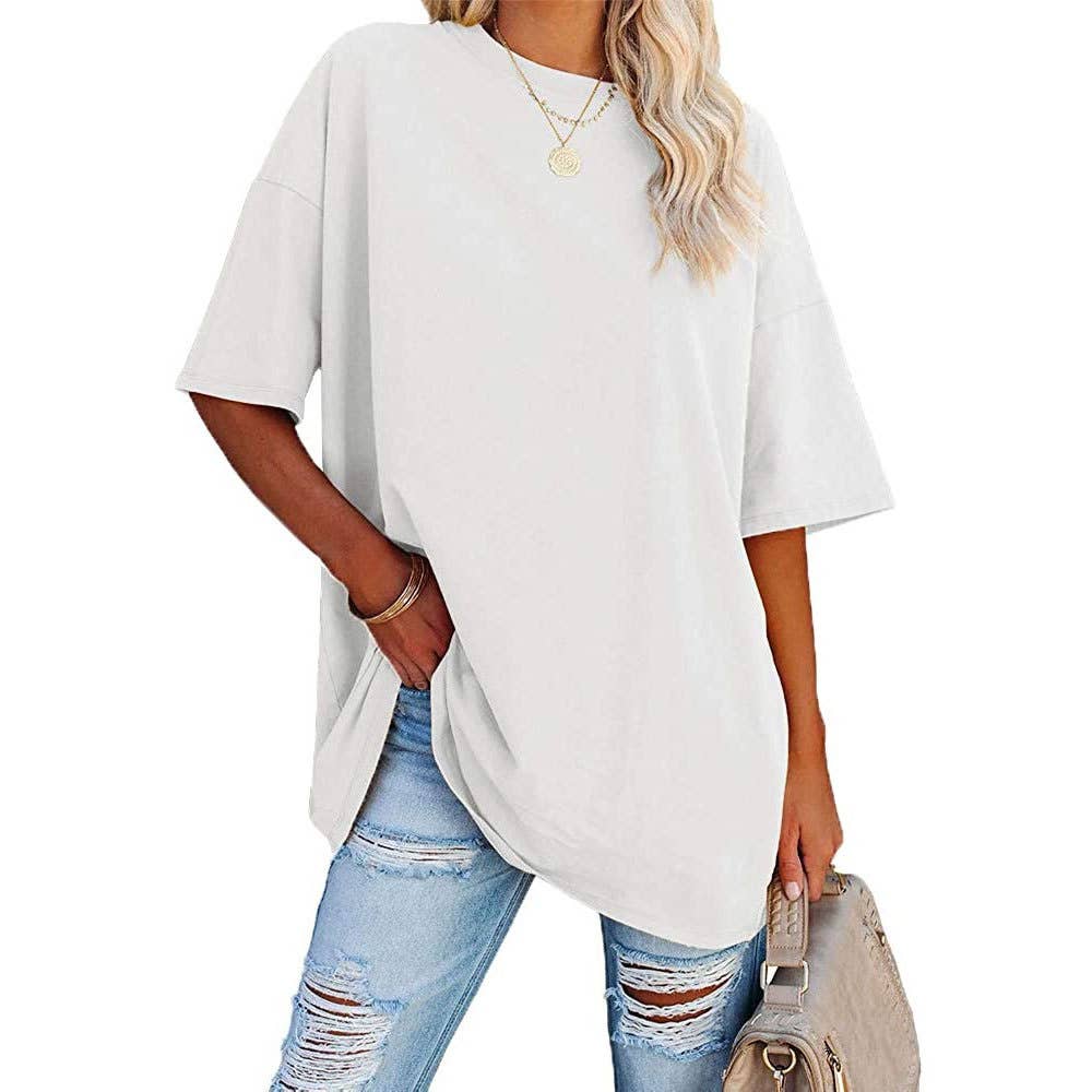 Basic R-neck short sleeve t-shirt base oversized tee