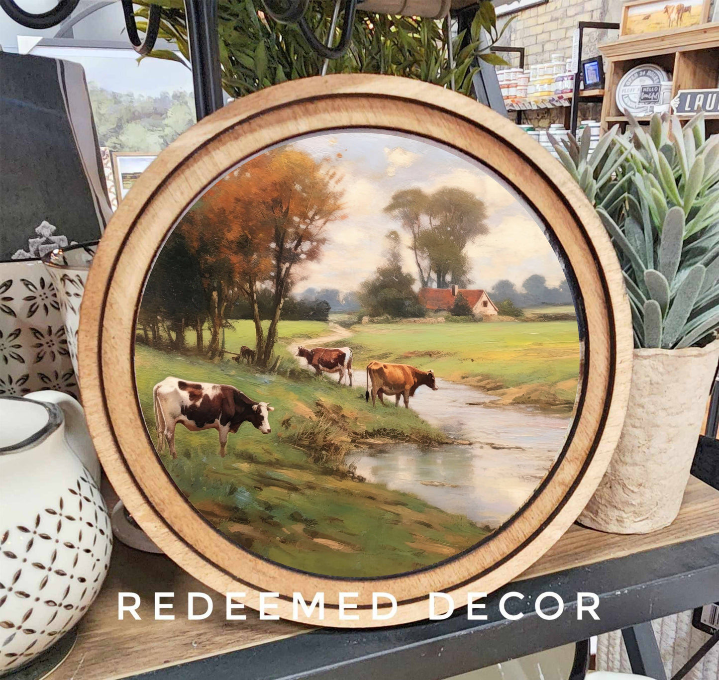 8" Round Pasture Stream Art