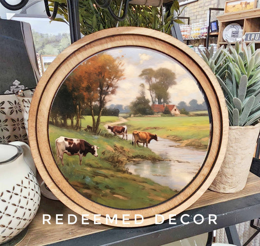 8" Round Pasture Stream Art