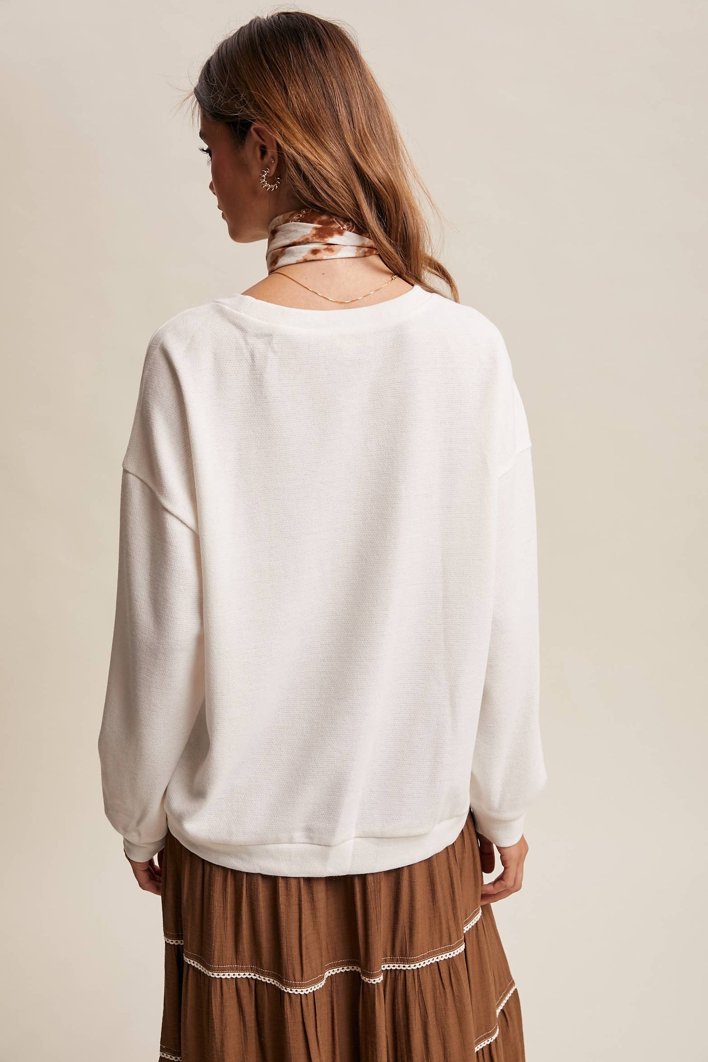 Brushed Knit Pullover Top LT1208R