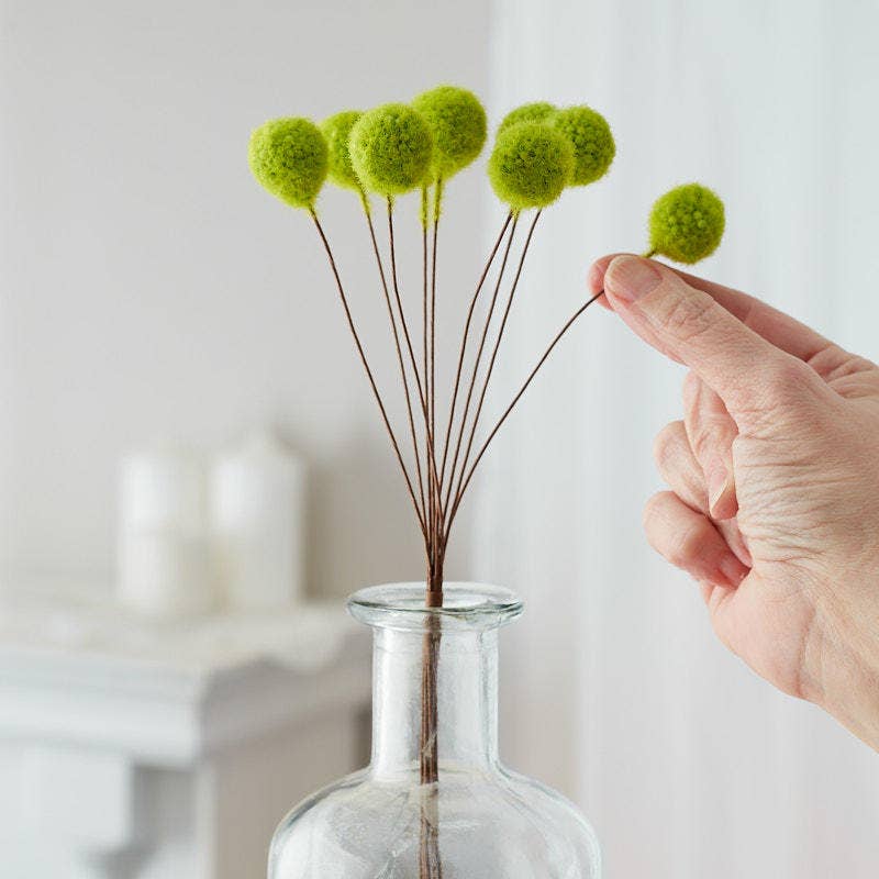 15" Spring Green Pom Pom Thistle Floral Pod Bundle