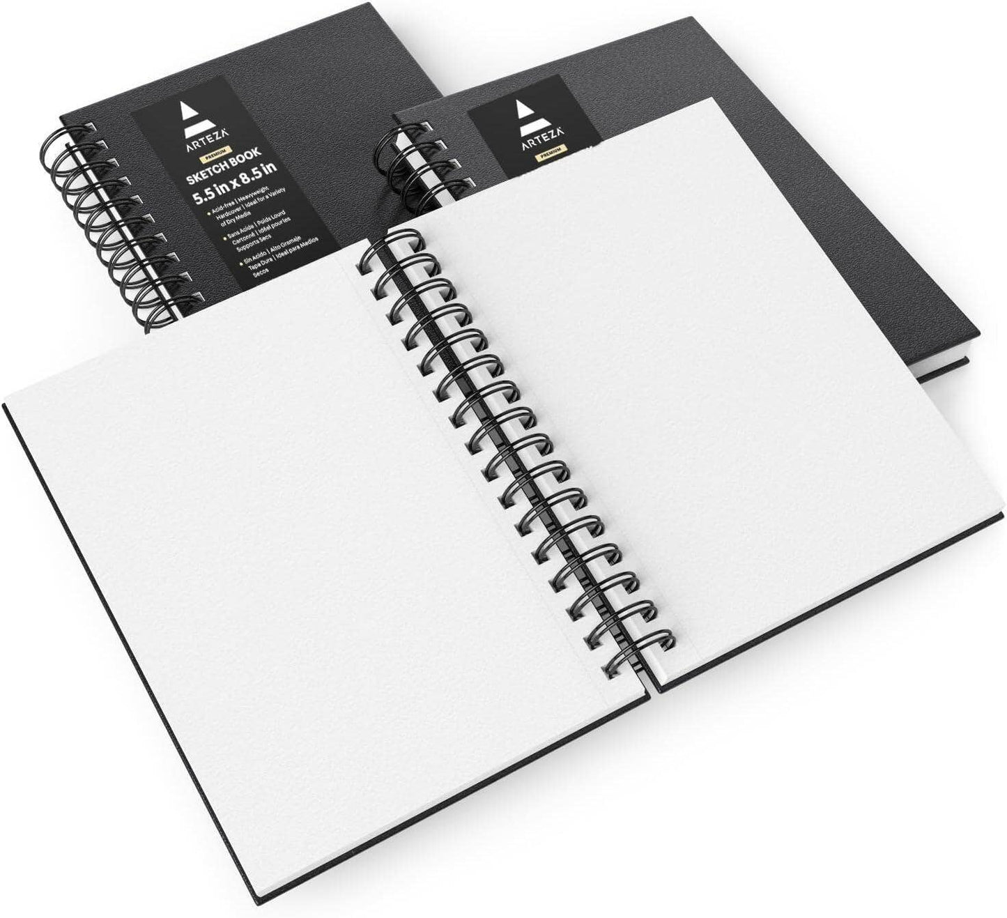 Arteza® Spiral-Bound Black Hardcover Sketchbook, 3-Pack