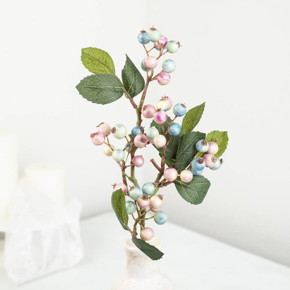 19" Artificial Spring Mix Plump Pastel Berries Stem