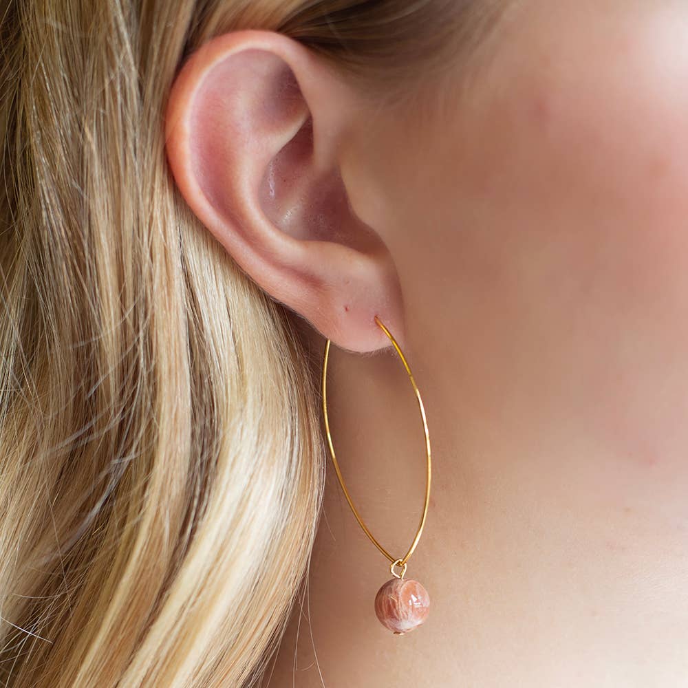 Drop Earrings-Sunstone, Hoops, Crystals & Stones