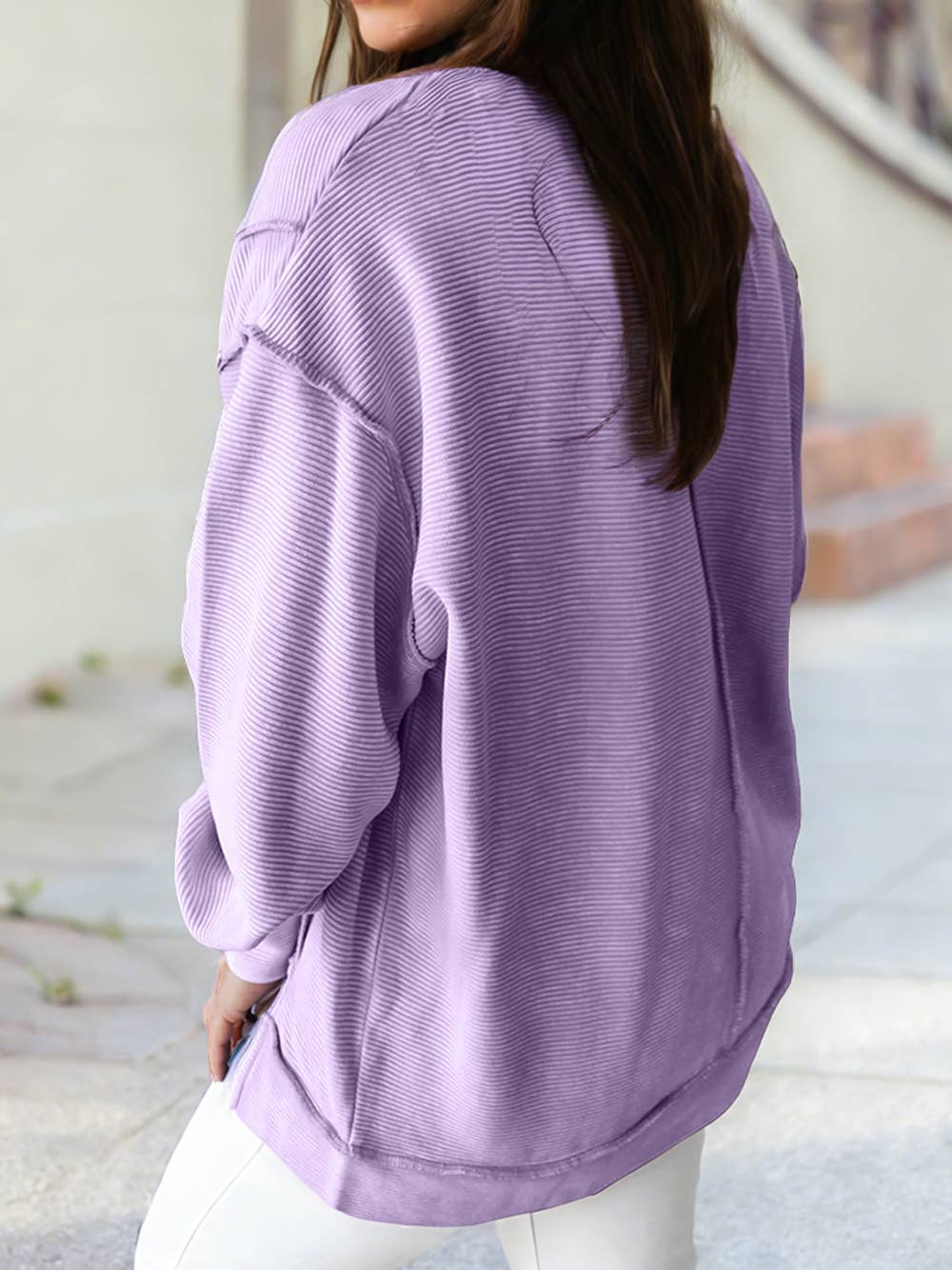 Spring 2026 Ribbed Exposed Seam Baggy Pullover | S-4X
