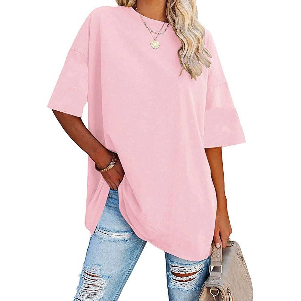 Basic R-neck short sleeve t-shirt base oversized tee