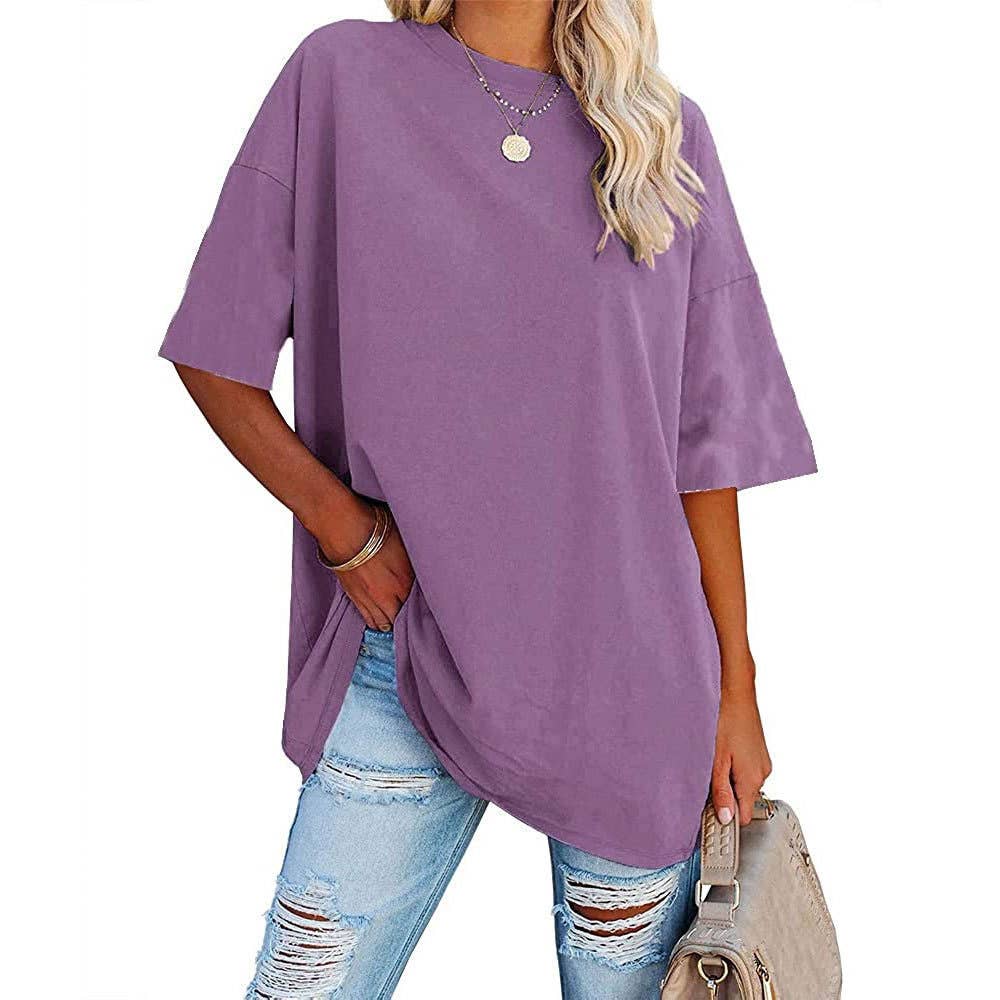 Basic R-neck short sleeve t-shirt base oversized tee