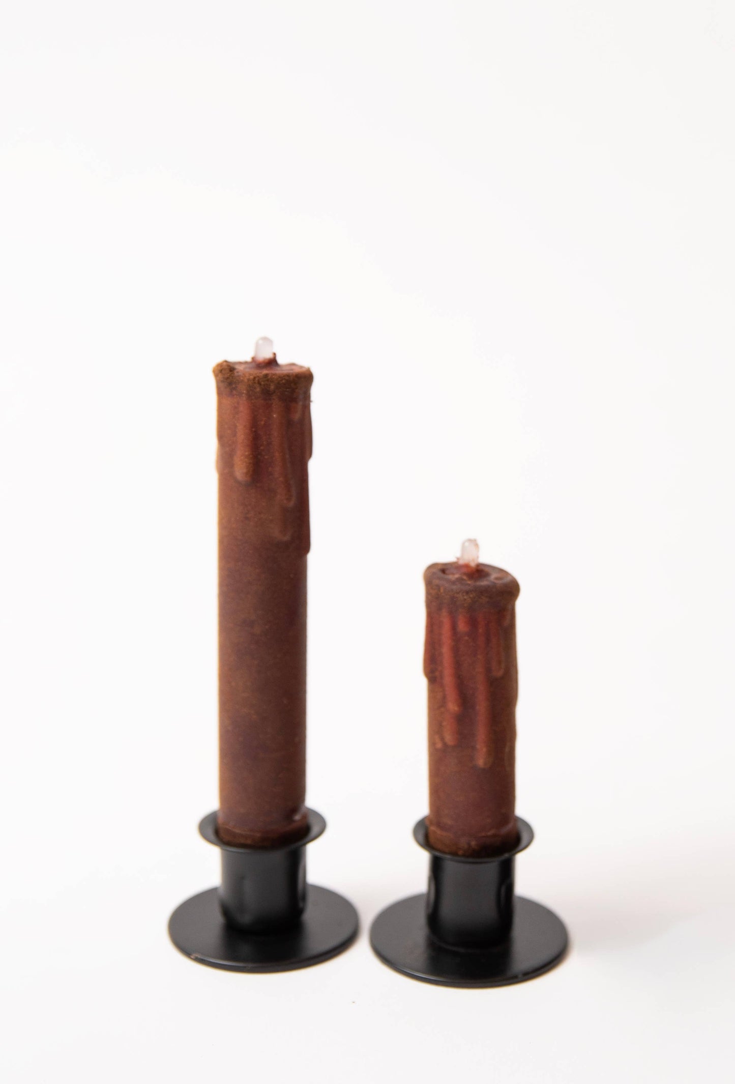 Primitive Brown LED Timer Taper Candle