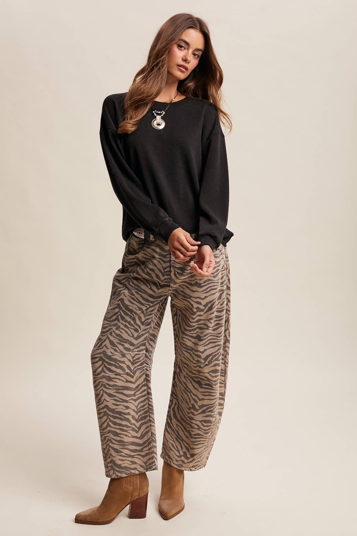 Brushed Knit Pullover Top LT1208R