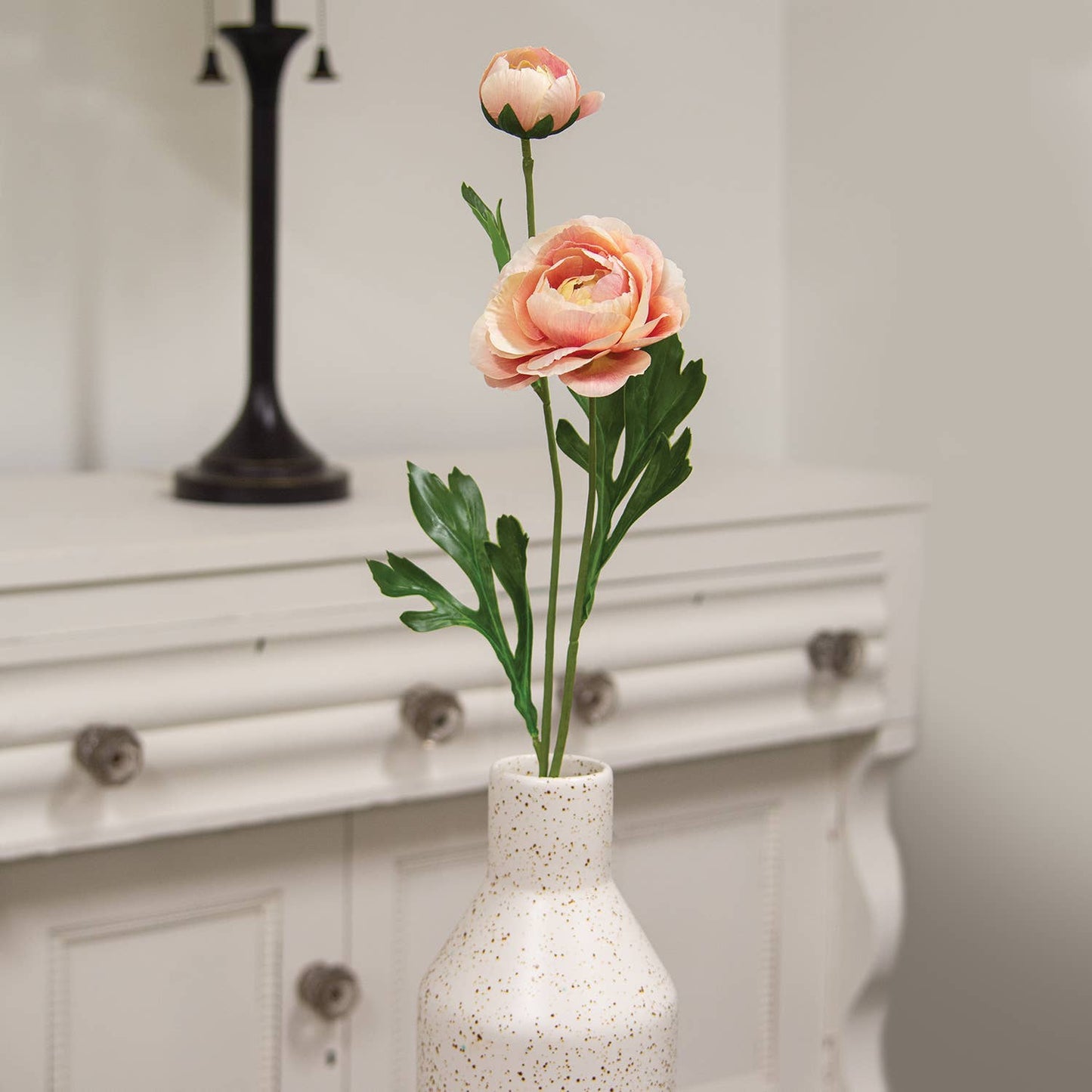 Blushing Peach Peony Spray - 23"H