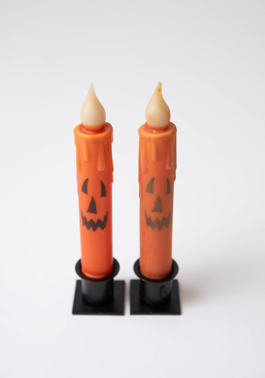 Jack-O-Lantern LED Timer Taper Candle