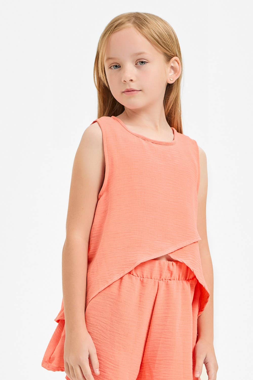 Wrap Design High-Low Sleeveless Blouse