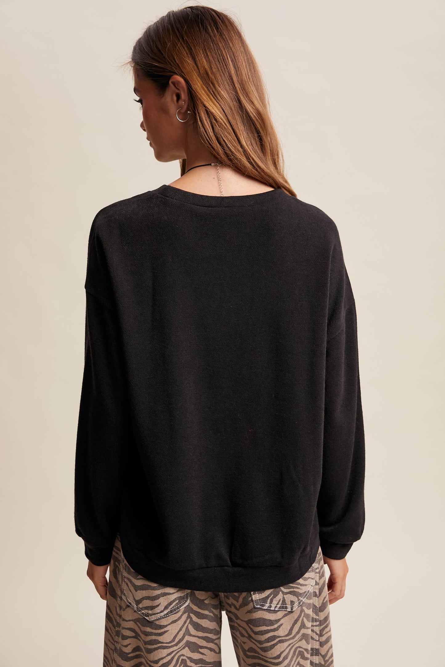 Brushed Knit Pullover Top LT1208R