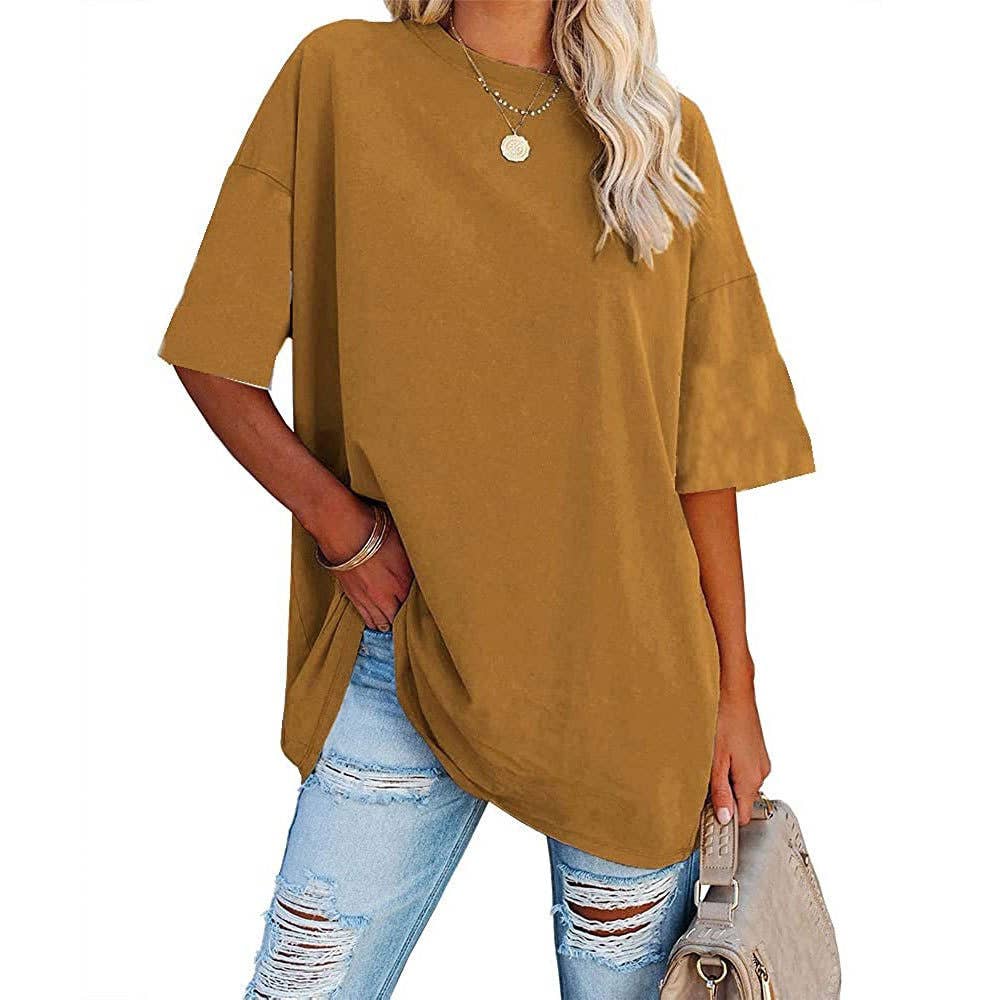 Basic R-neck short sleeve t-shirt base oversized tee