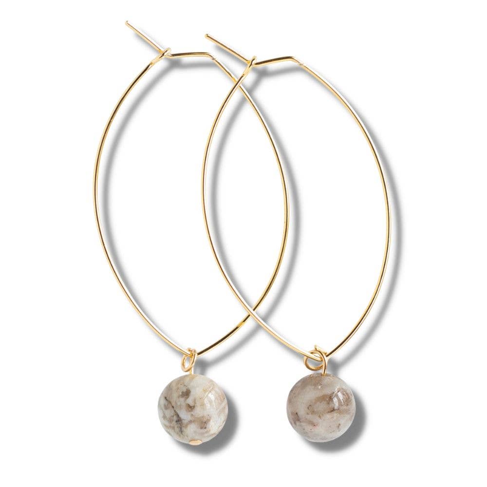 Drop Earrings-Feldspar, Hoops, Crystals & Stones