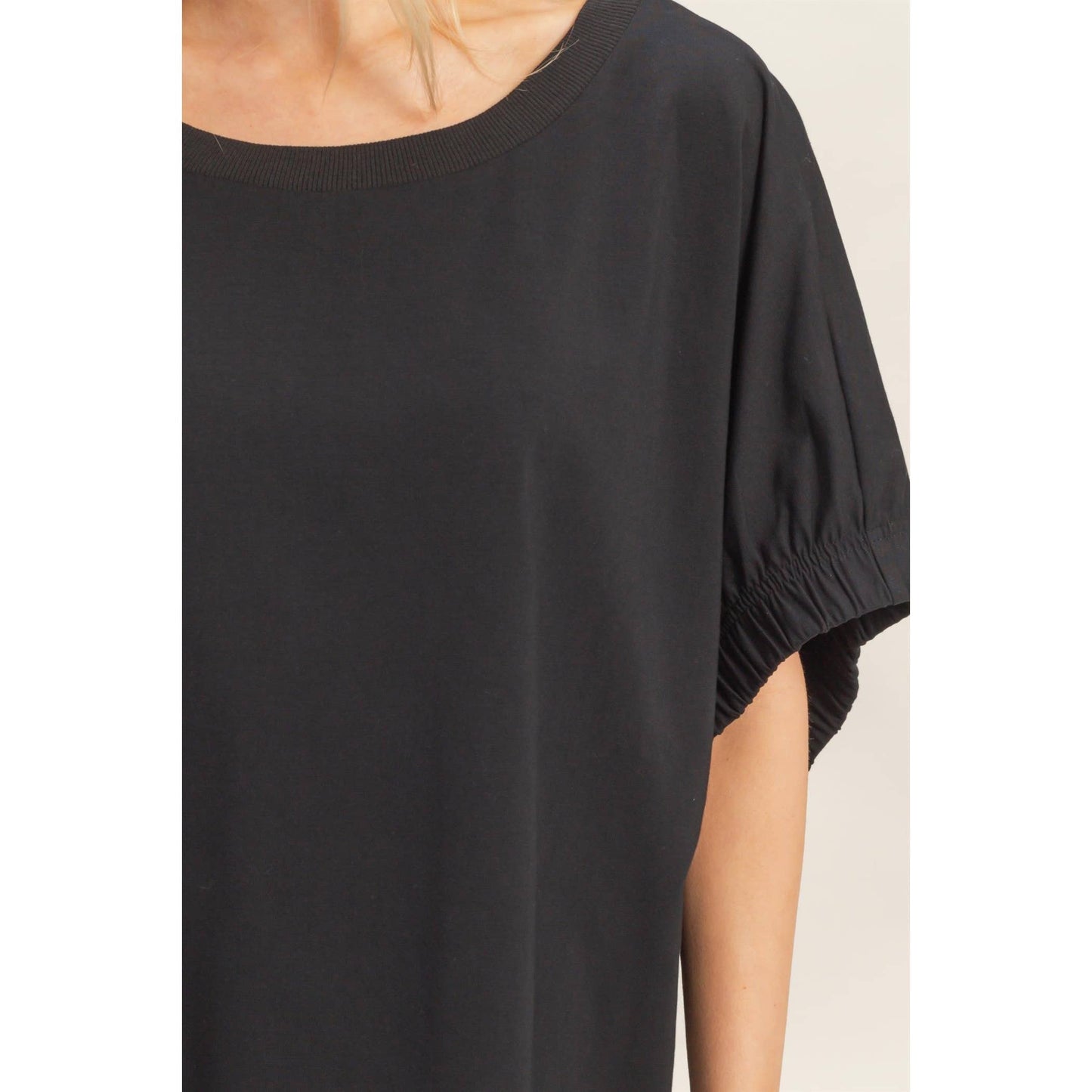 Oversized Elastic Cuff Top