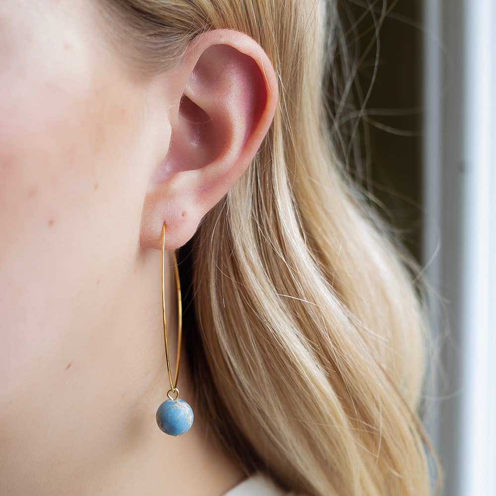 Drop Earrings-Blue Jasper, Hoops, Crystals & Stones
