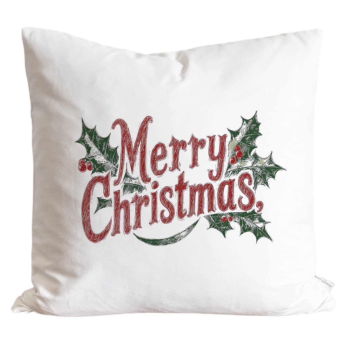 Merry Christmas Holly Pillow Cover