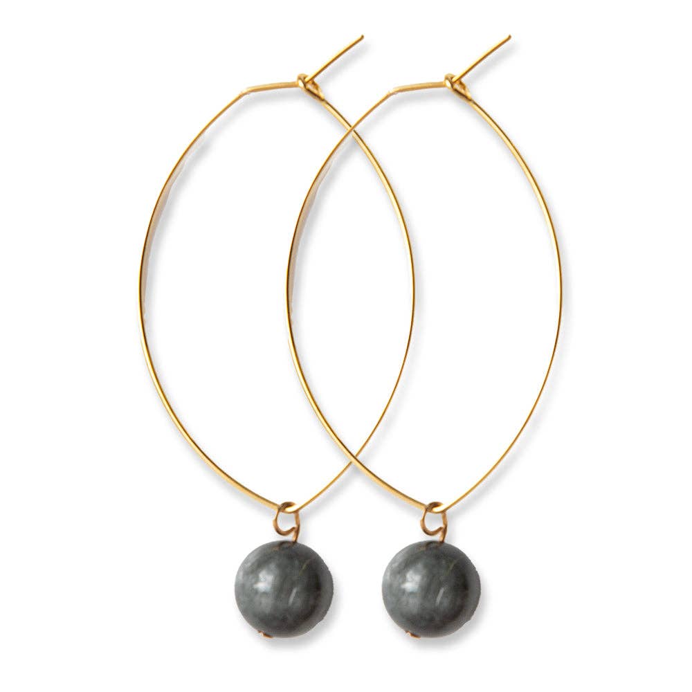 Gemstone Drop Earrings- Charcoal Jasper