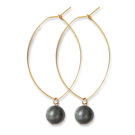 Gemstone Drop Earrings- Charcoal Jasper