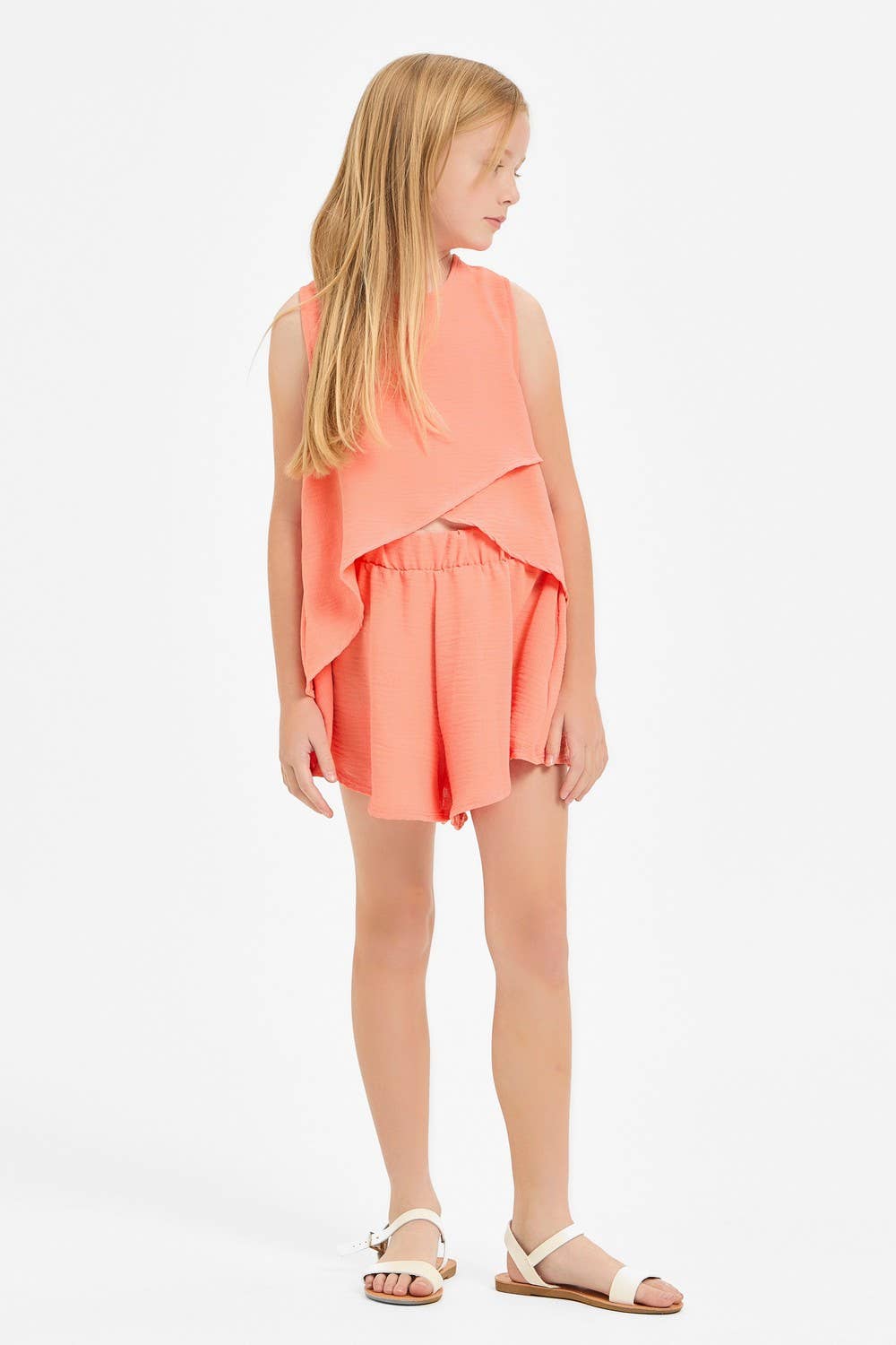 Wrap Design High-Low Sleeveless Blouse