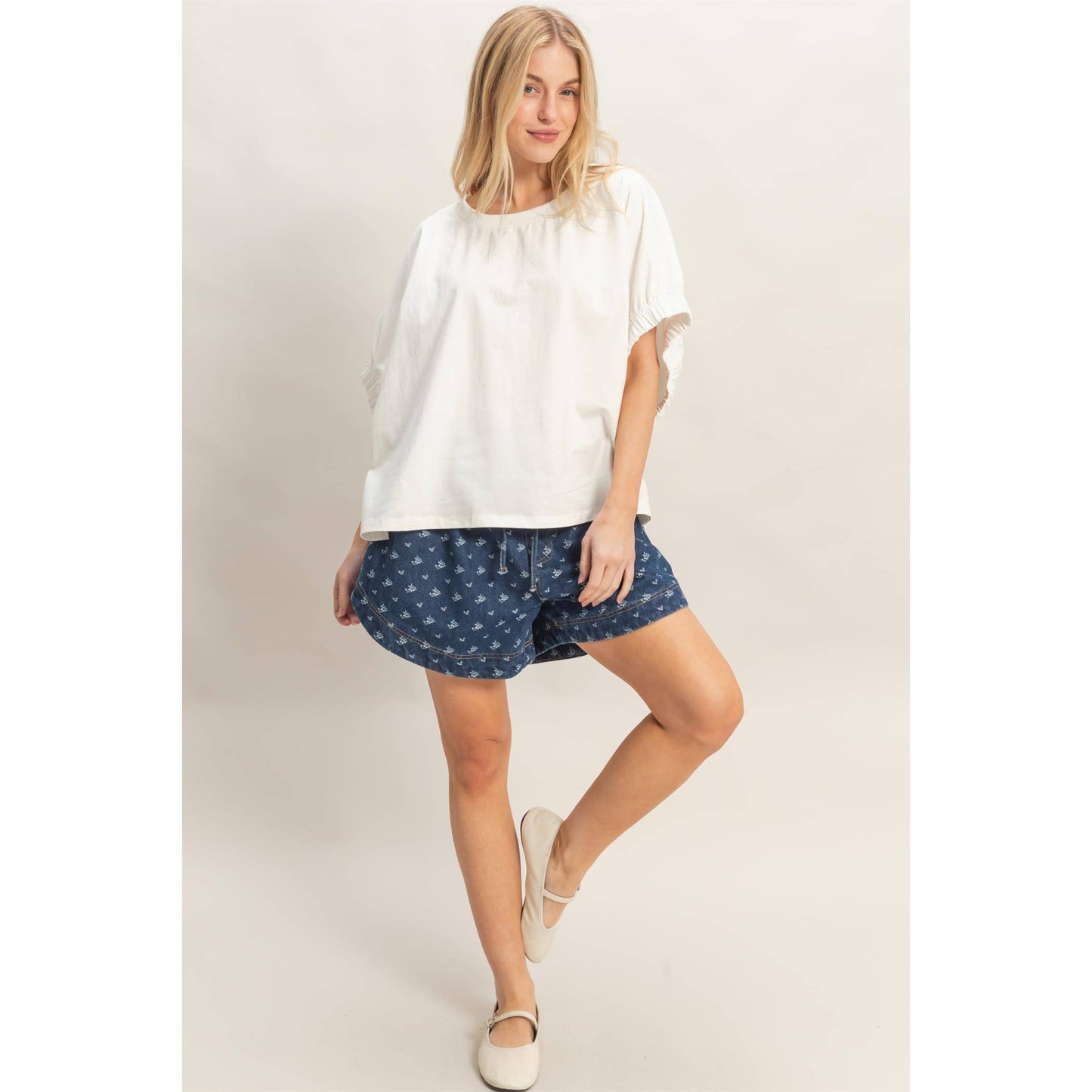 Oversized Elastic Cuff Top