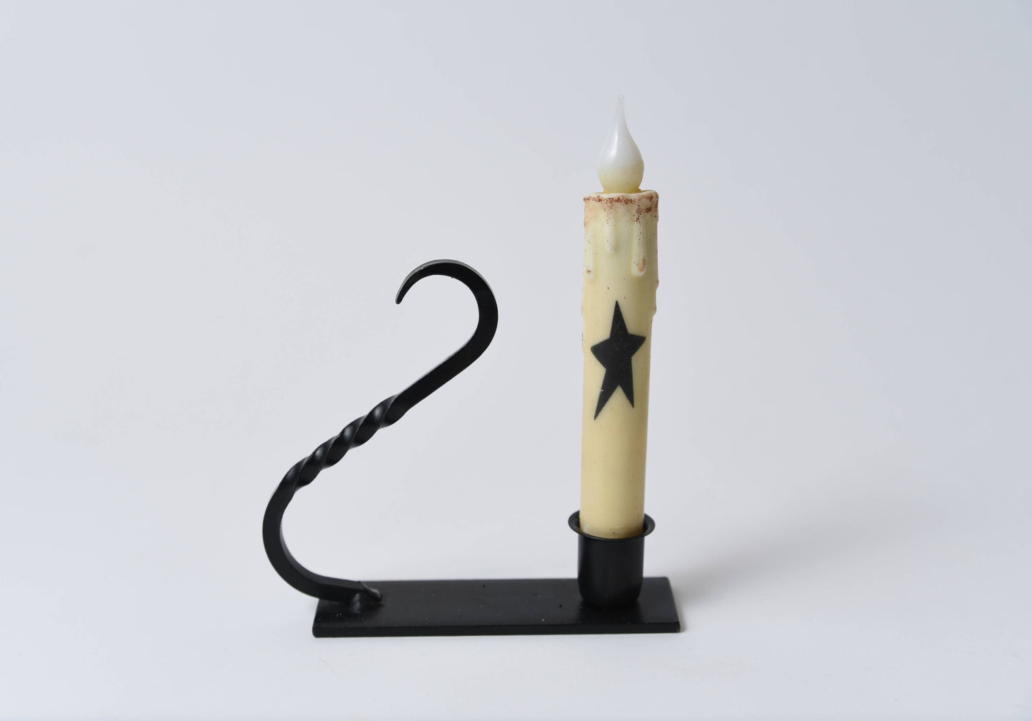 Iron Taper Holder with Curved Handle