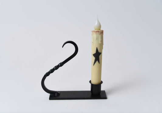 Iron Taper Holder with Curved Handle