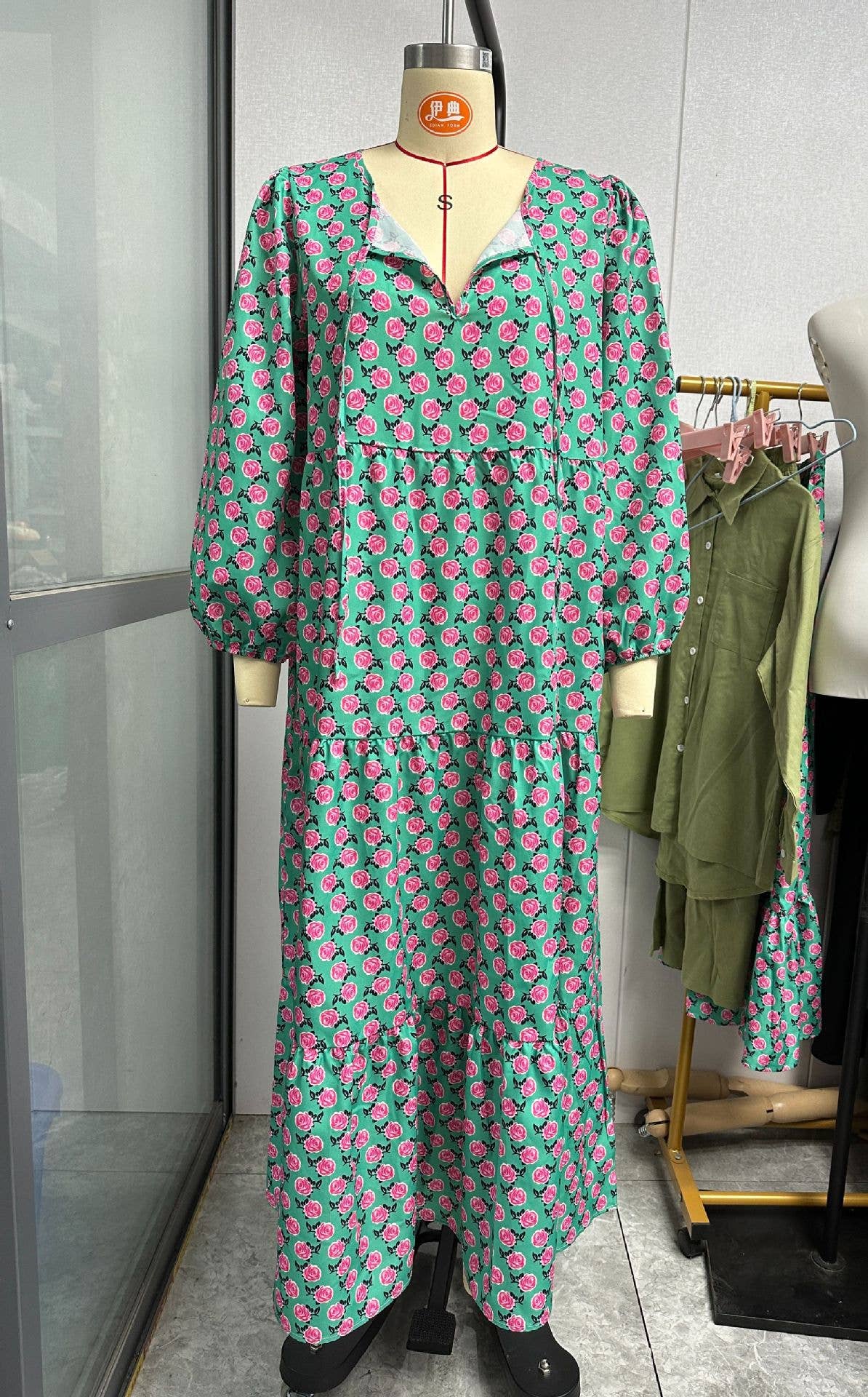 Bohemia Floral Balloon Sleeves loose flare swing dress