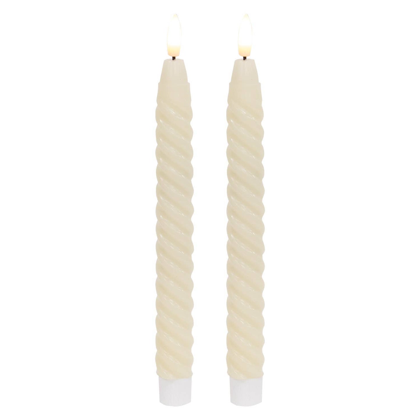 2/Set - White Twisty Timer Tapers - 10"H