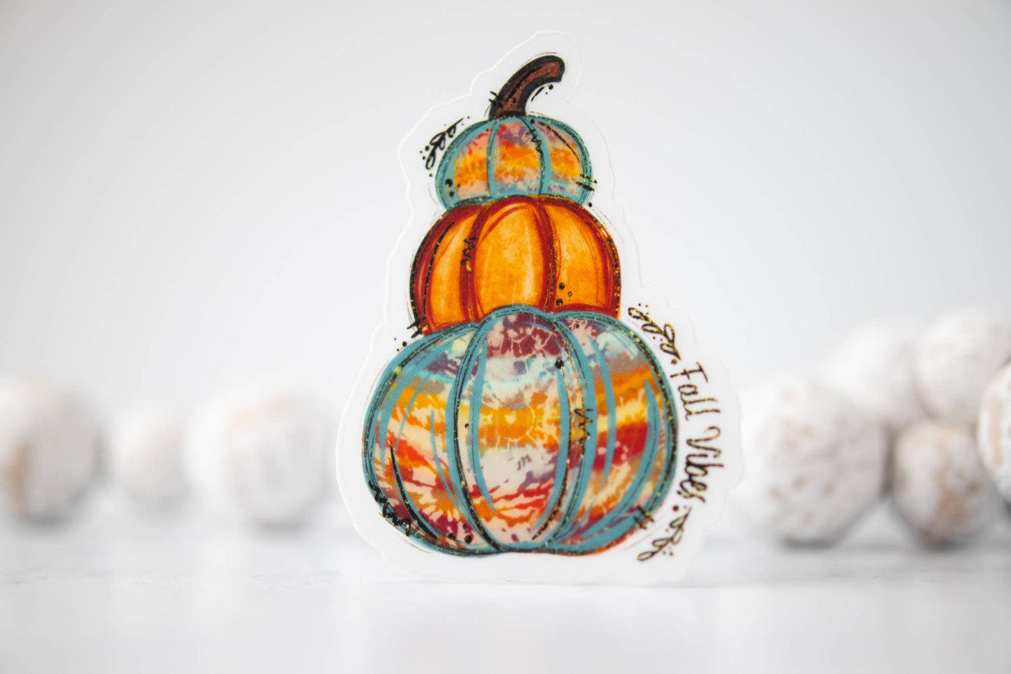 Fall VIbes Pumpkins Stacked, Clear Vinyl , Sticker, 3x3 inch