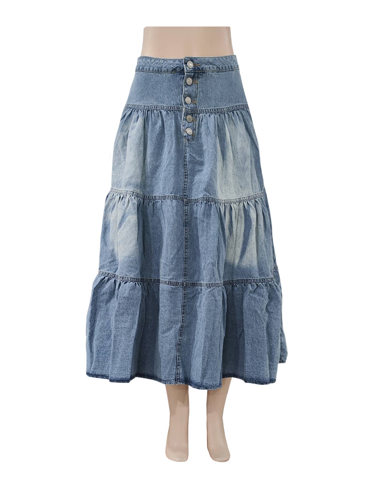 Bohemian A-Line Tiered Cake Denim Skirt