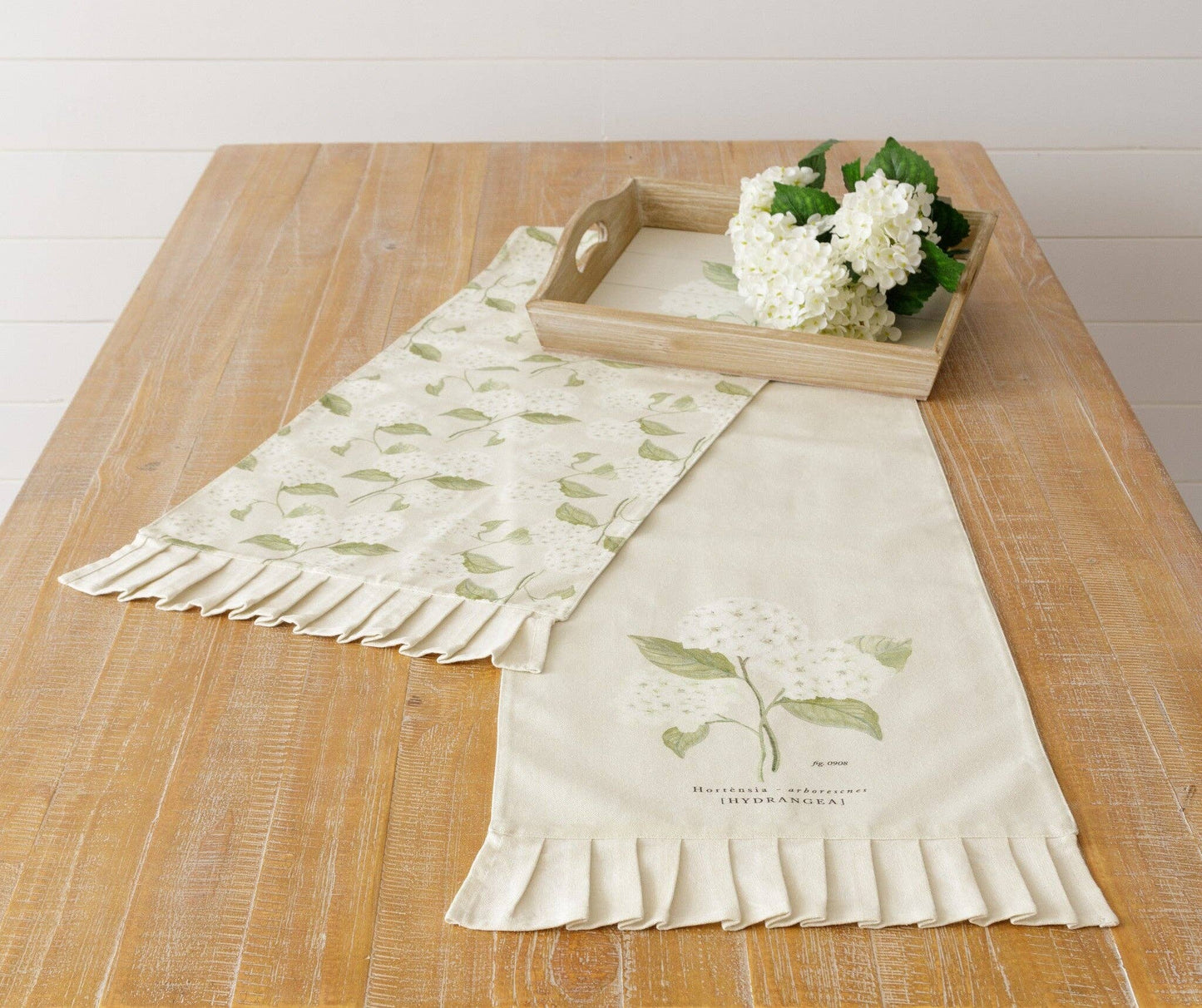 Reversible Table Runner - White Hydrangea (PC)