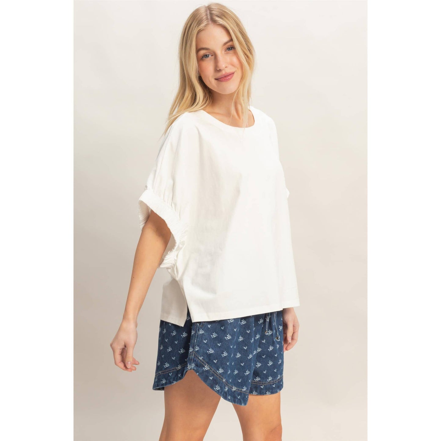 Oversized Elastic Cuff Top