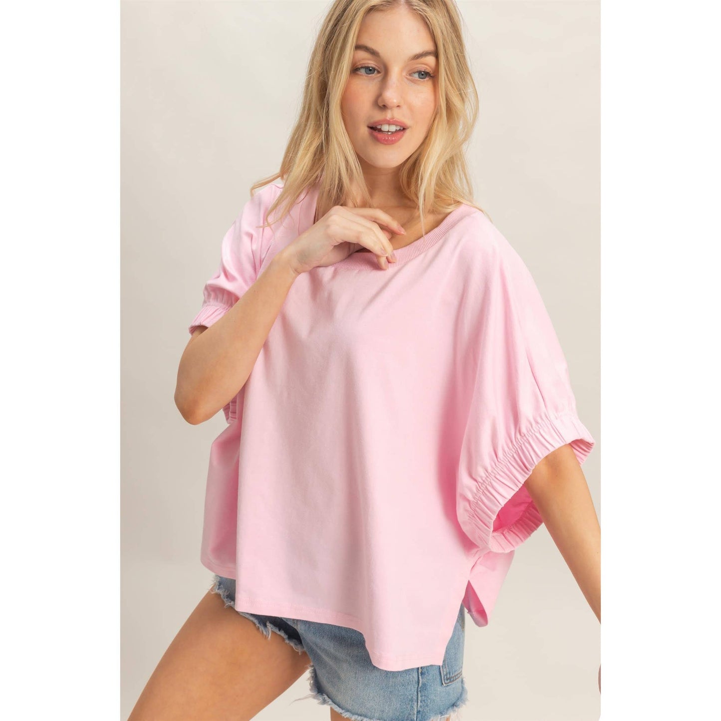 Oversized Elastic Cuff Top