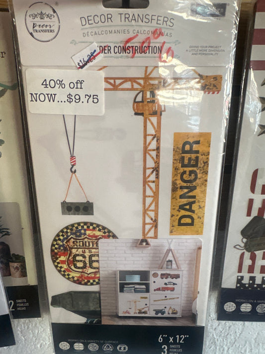 Under construction decor transfers